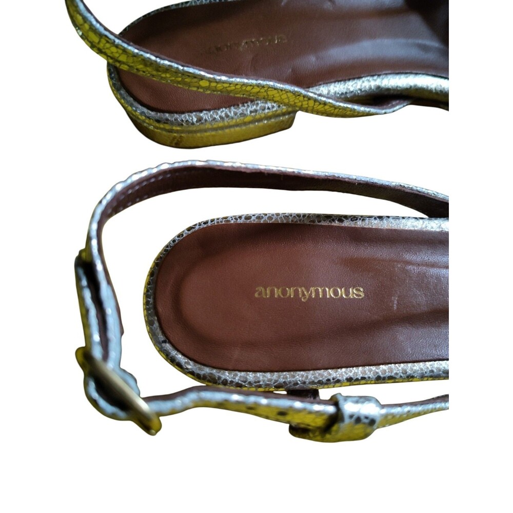 Anonymous Copenhagen Banie Champagne Crackled Metallic Leather Sandal sz8. 53 - Picture 11 of 16